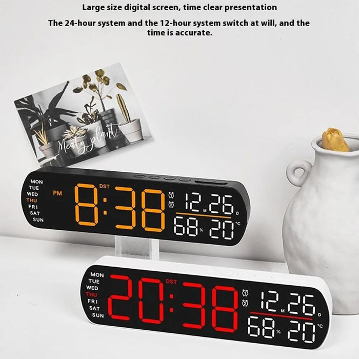 5512 LED Digital Alarm Clock Multi Function Time Temperature Date Display Electronic Clock - Black Shell / Blue Digital Display - 3