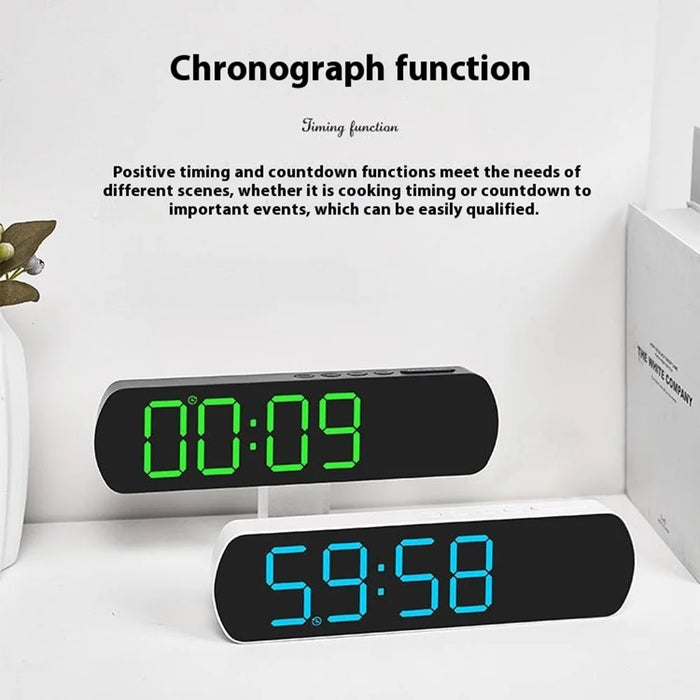 5512 LED Digital Alarm Clock Multi Function Time Temperature Date Display Electronic Clock - Black Shell / Blue Digital Display - 5