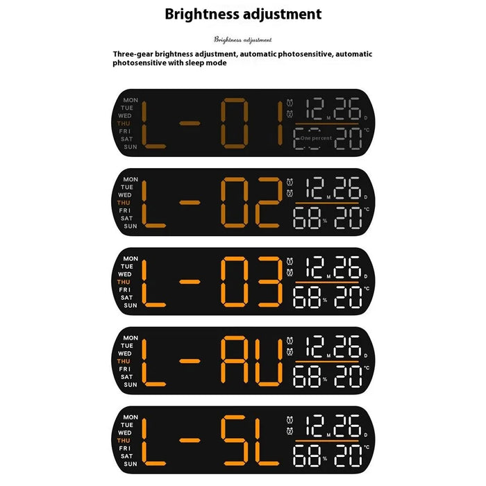 5512 LED Digital Alarm Clock Multi Function Time Temperature Date Display Electronic Clock - Black Shell / Blue Digital Display - 6
