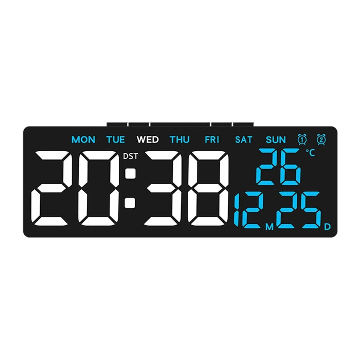 6668 LED Digital Alarm Clock Temperature Display USB Output Multiple Alarms Desktop Clock - Black Shell / Blue Digital Display - 1