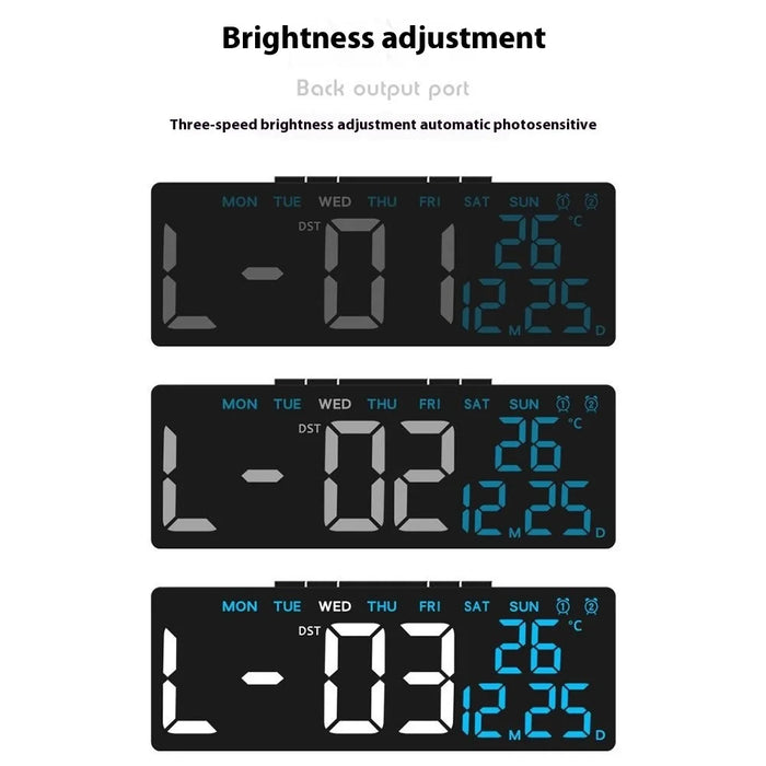 6668 LED Digital Alarm Clock Temperature Display USB Output Multiple Alarms Desktop Clock - Black Shell / Blue Digital Display - 4