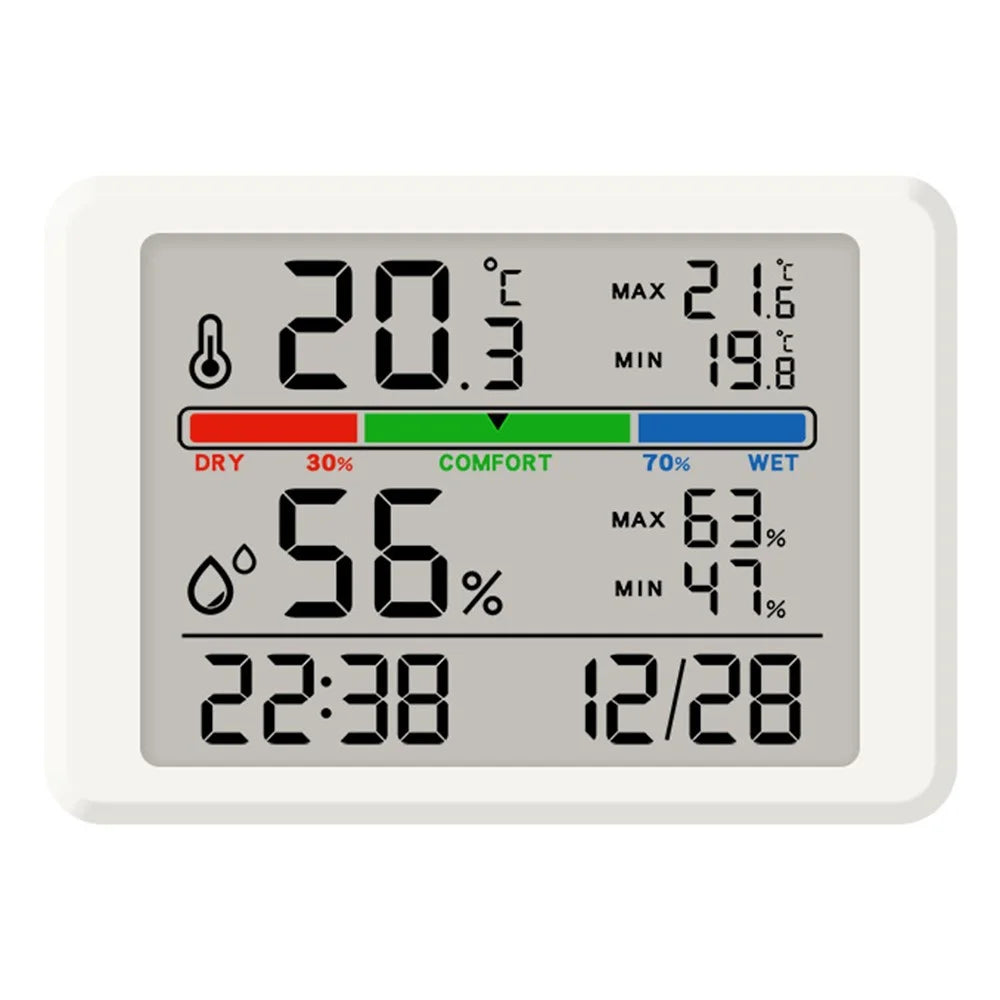 2310 Ultra Thin Magnetic Digital Clock Multi Function LCD Temperature Humidity Display Bedside Alarm Clock - White - 1