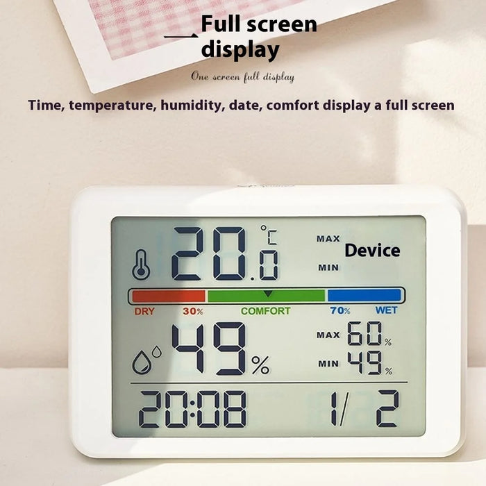 2310 Ultra Thin Magnetic Digital Clock Multi Function LCD Temperature Humidity Display Bedside Alarm Clock - White - 2