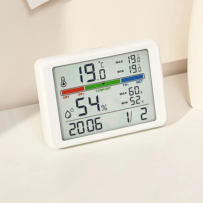 2310 Ultra Thin Magnetic Digital Clock Multi Function LCD Temperature Humidity Display Bedside Alarm Clock - White - 4