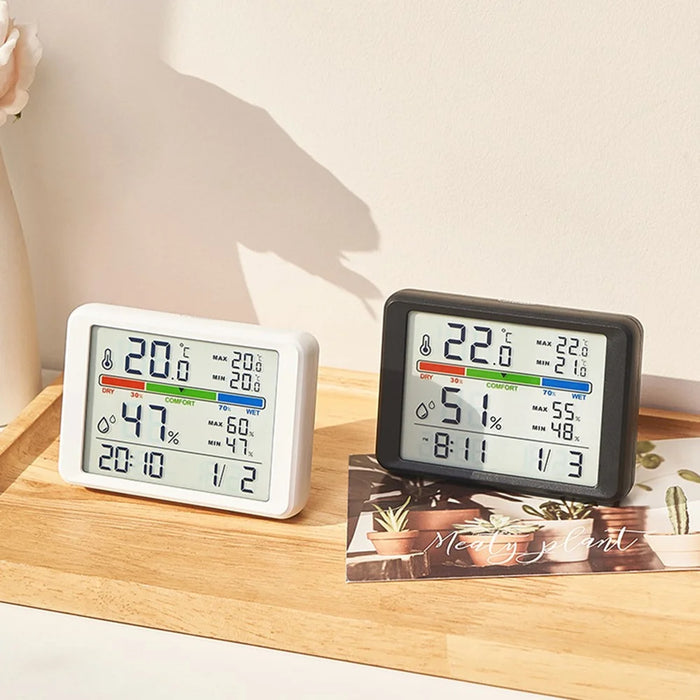 2310 Ultra Thin Magnetic Digital Clock Multi Function LCD Temperature Humidity Display Bedside Alarm Clock - White - 6