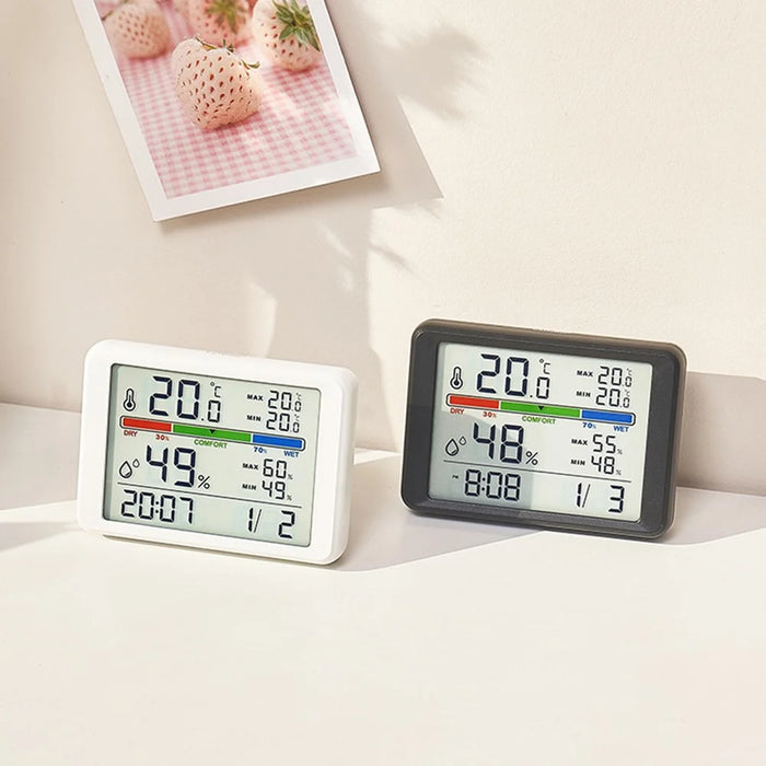 2310 Ultra Thin Magnetic Digital Clock Multi Function LCD Temperature Humidity Display Bedside Alarm Clock - White - 7