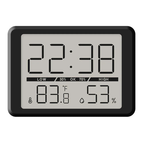 2308 Ultra Thin Magnetic LCD Digital Clock Bedside Temperature Humidity Display Alarm Clock - Black - 1