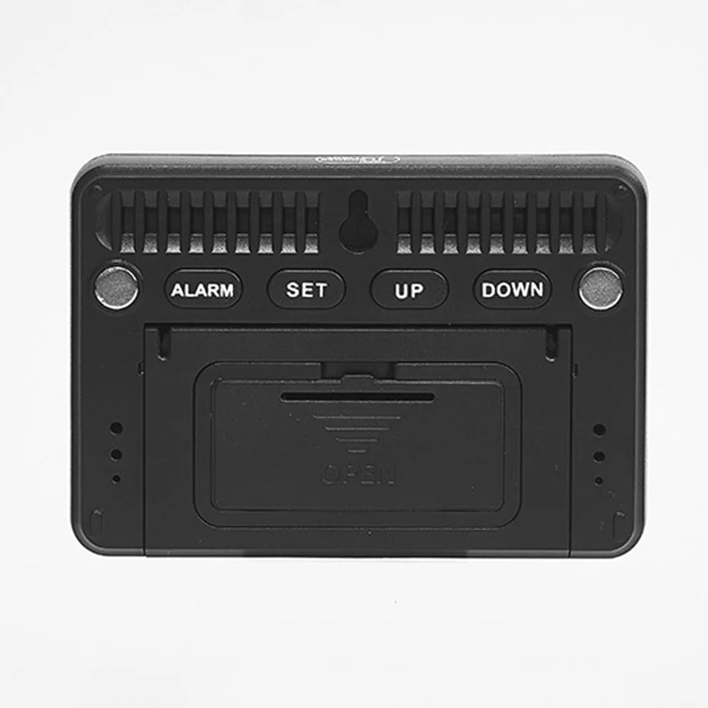 2308 Ultra Thin Magnetic LCD Digital Clock Bedside Temperature Humidity Display Alarm Clock - Black - 2