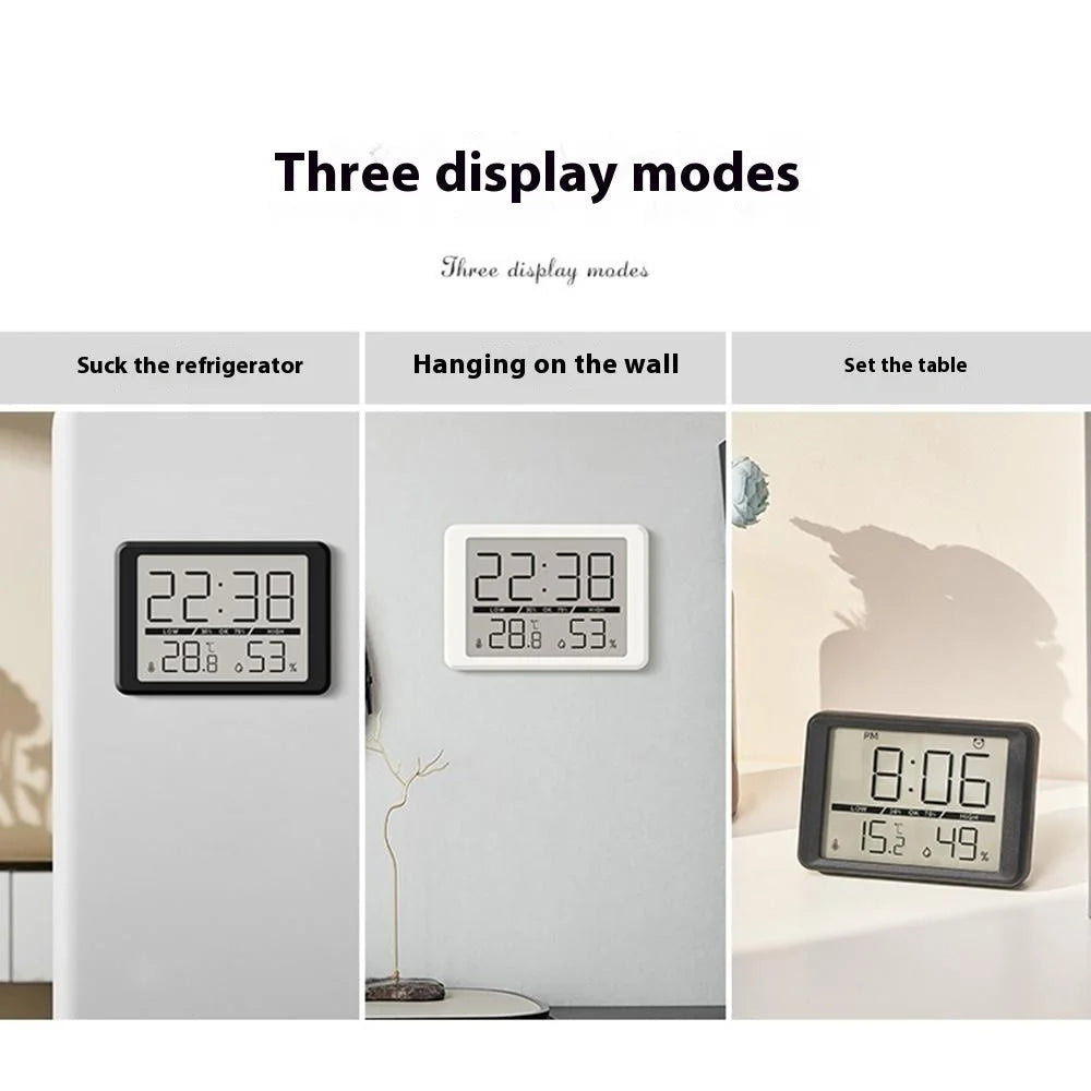 2308 Ultra Thin Magnetic LCD Digital Clock Bedside Temperature Humidity Display Alarm Clock - Black - 6
