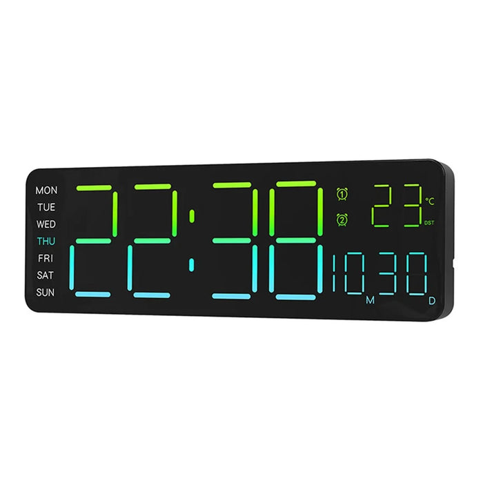 6678R Minimalist RGB Night Light Wall Clock Multi-Function Time Temperature Date Digital Display Clock - 1