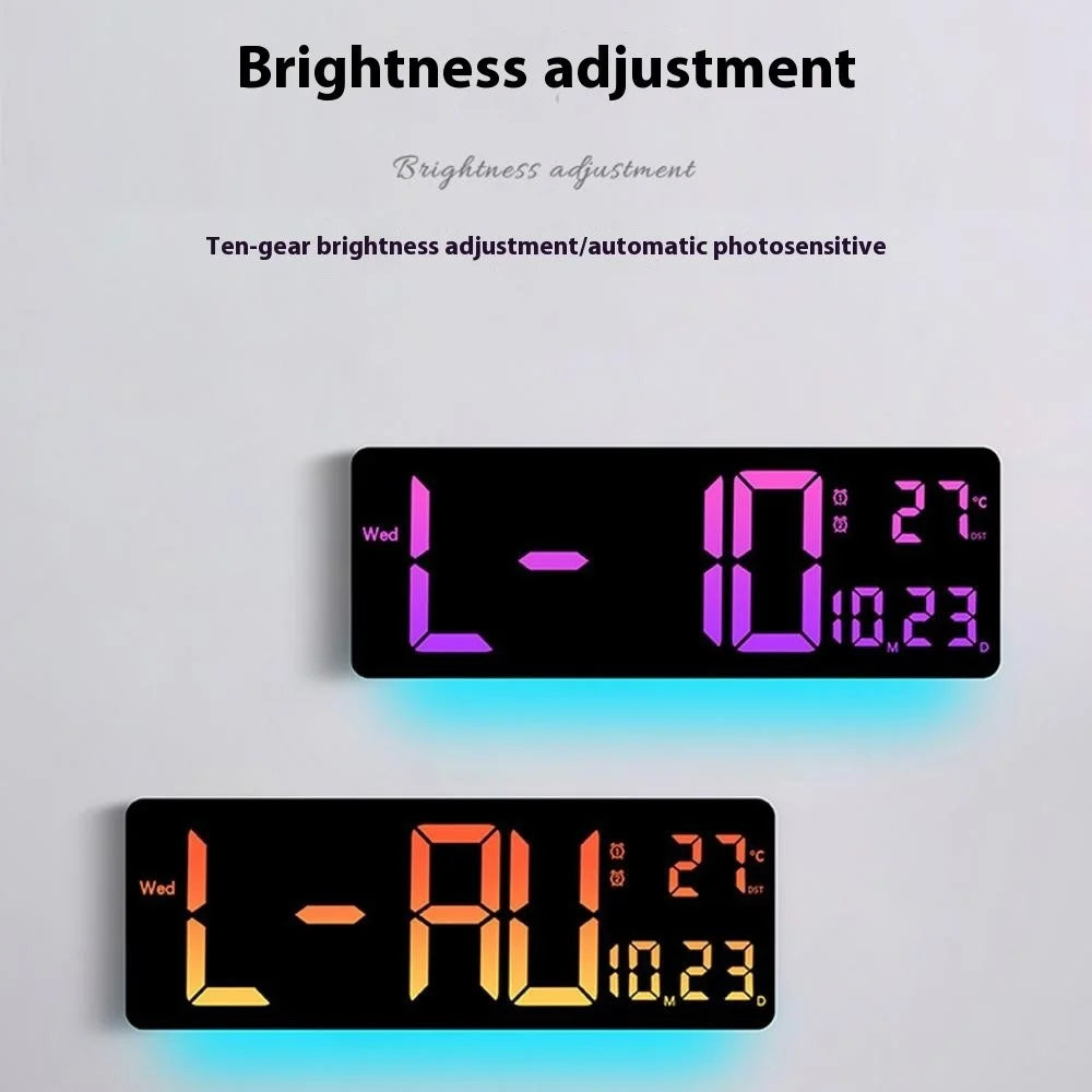 6658RGB 16 Inch RGB Color Changing Wall Clock Living Room Large Screen Digital Electronic Clock - 3