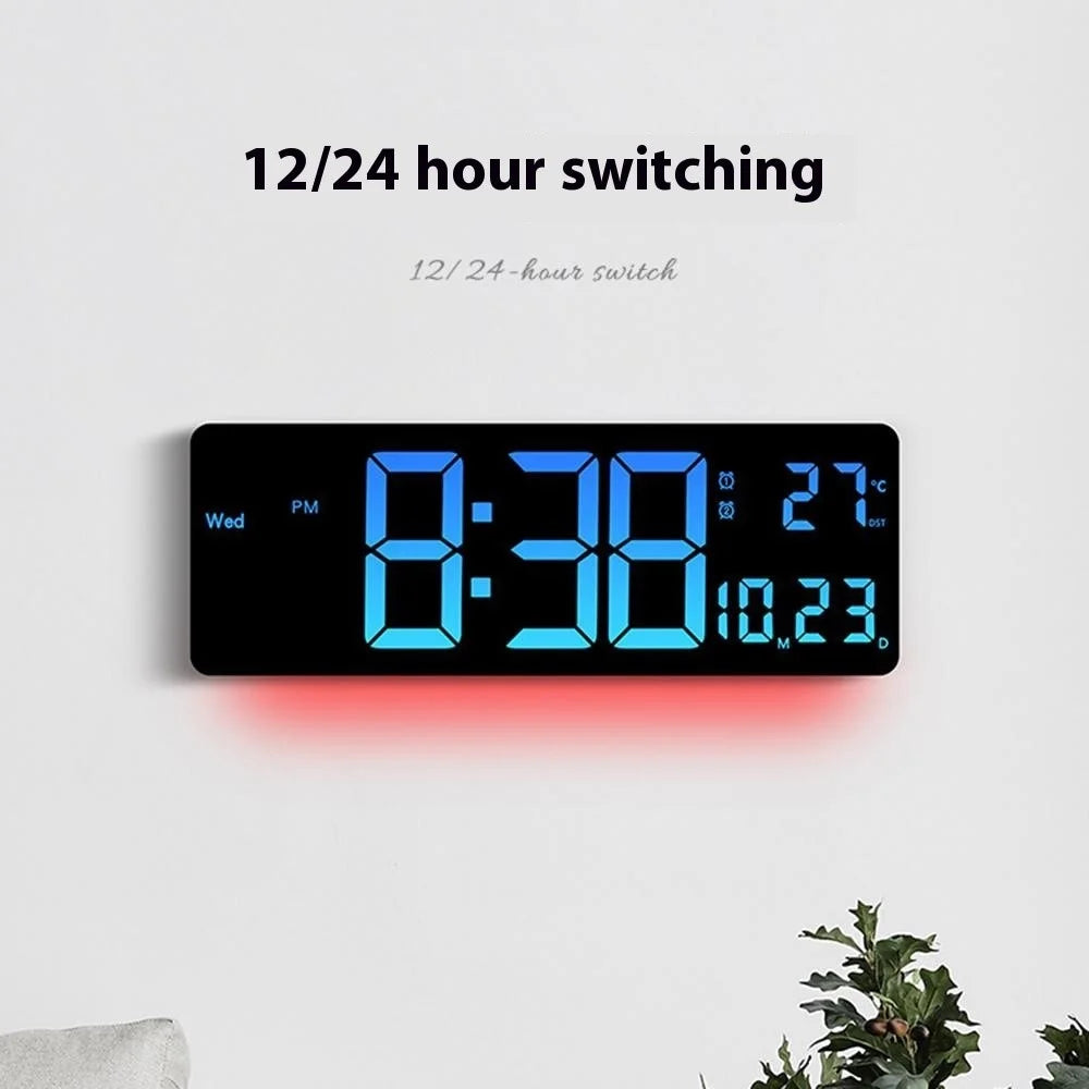 6658RGB 16 Inch RGB Color Changing Wall Clock Living Room Large Screen Digital Electronic Clock - 6