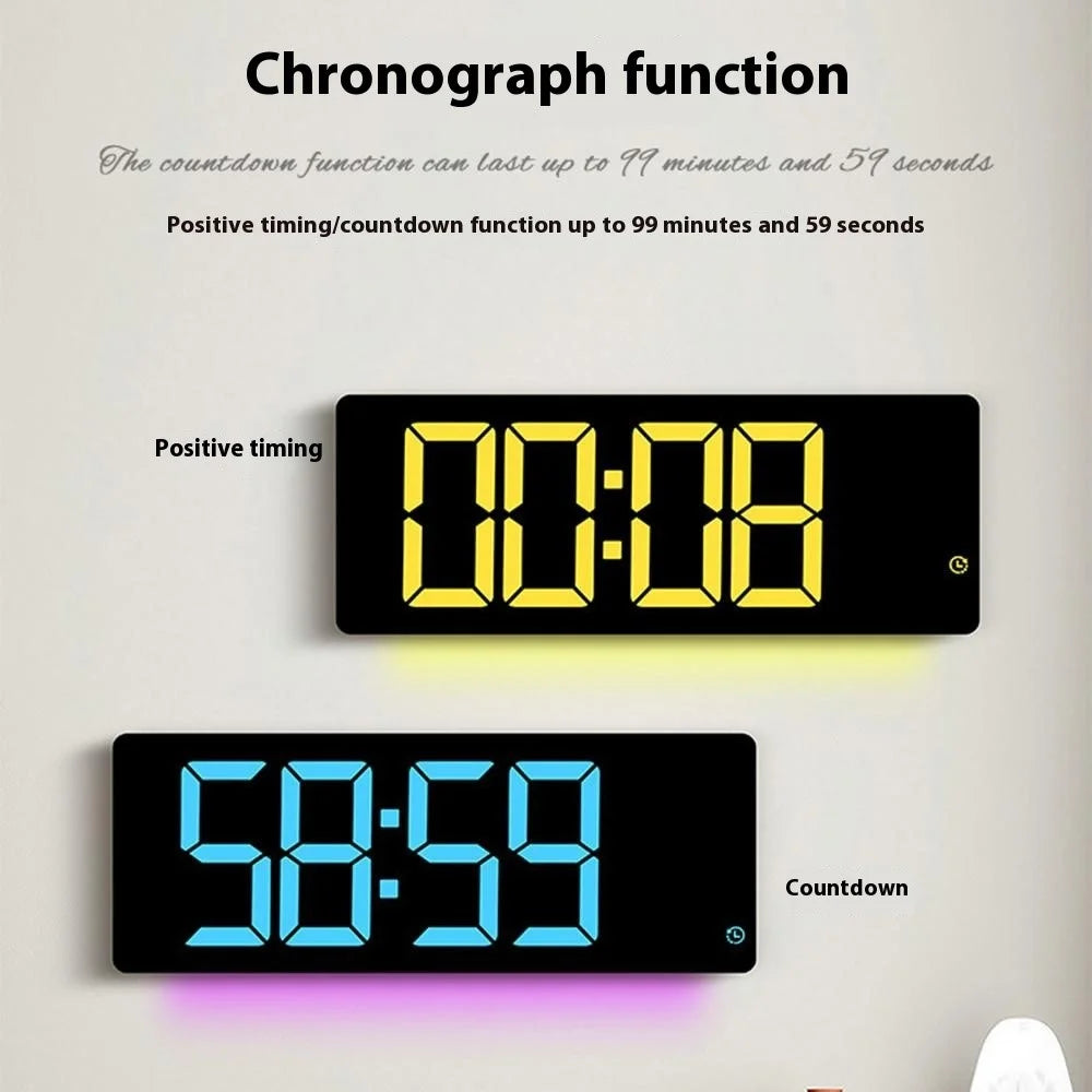 6669RGB LED RGB Color Changing Wall Clock Living Room Week Time Temperature Date Display Alarm Clock - 3