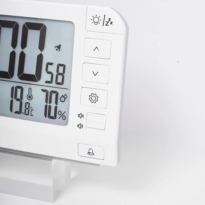 YD109 LCD Digital Alarm Clock Large Display Temperature Humidity Display Bedside Backlight Clock - Black - 6