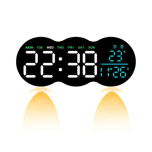 2808 Digital LED Wall Clock Living Room Multi-Function Temperature Date Display Alarm Clock with Light - Three Color Display - 1