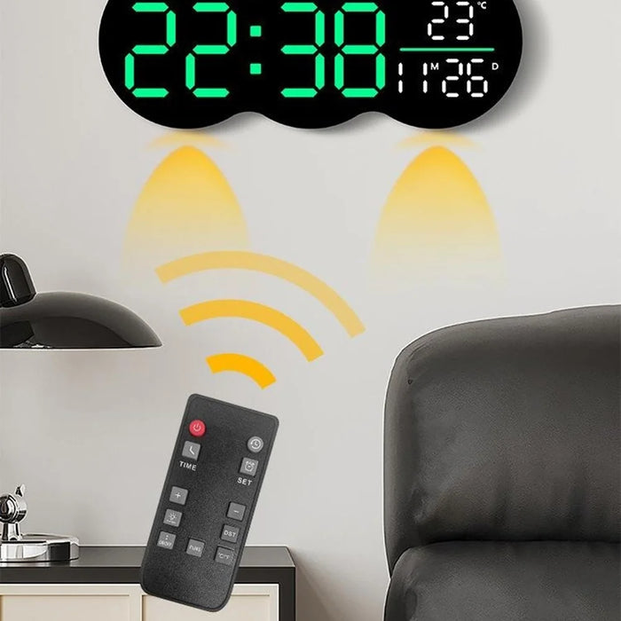 2808 Digital LED Wall Clock Living Room Multi-Function Temperature Date Display Alarm Clock with Light - Three Color Display - 4