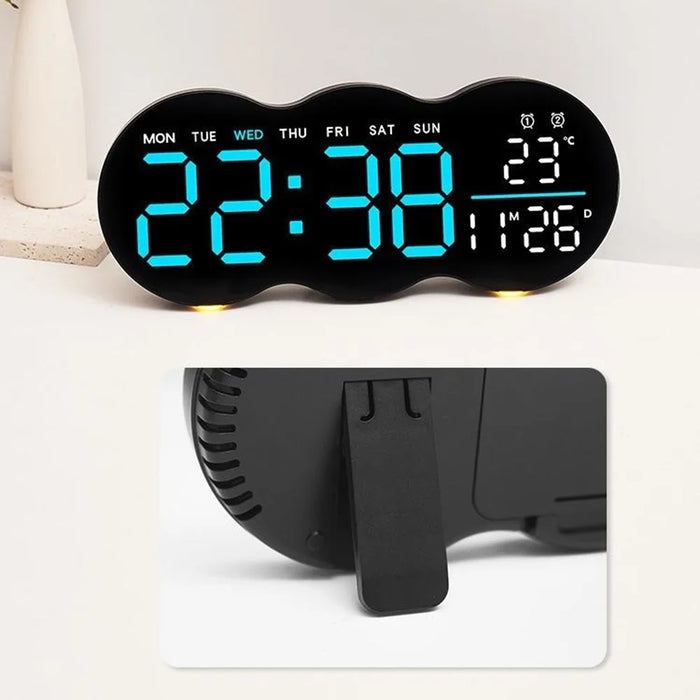 2808 Digital LED Wall Clock Living Room Multi-Function Temperature Date Display Alarm Clock with Light - Three Color Display - 5