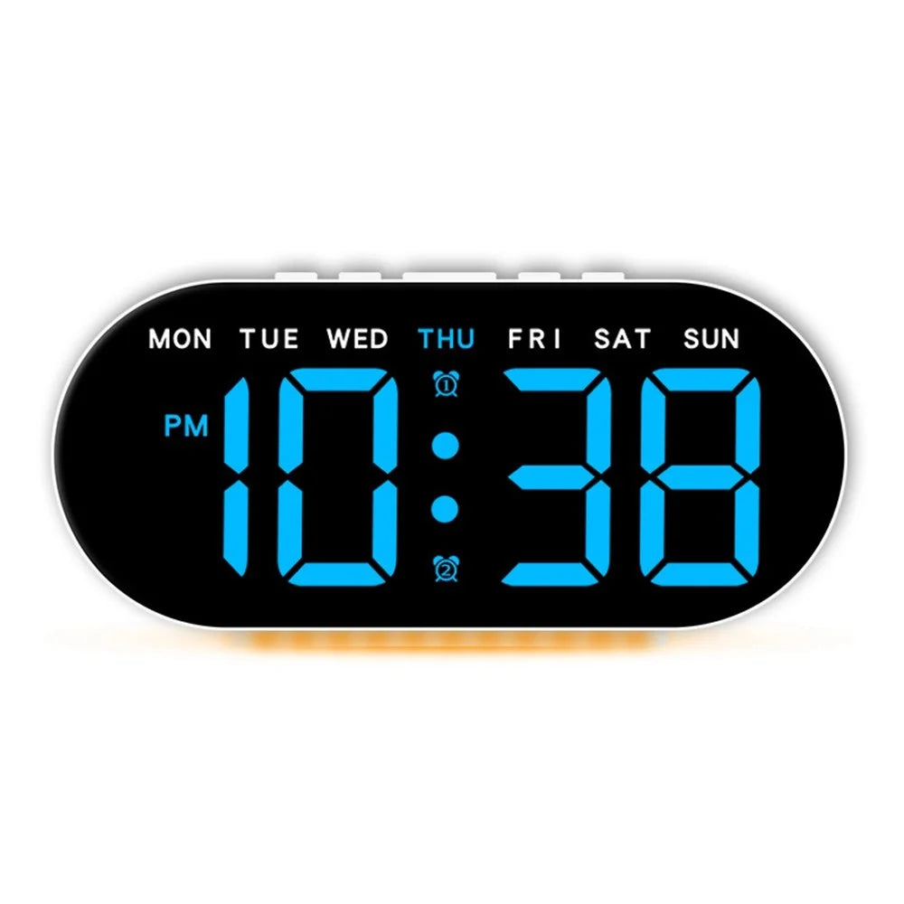GH9003 Multifunctional LED Digital Clock Temperature Display Ambient Light Bedside Clock - White Shell / Blue Display - 1