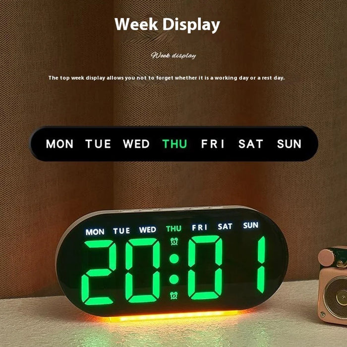 GH9003 Multifunctional LED Digital Clock Temperature Display Ambient Light Bedside Clock - White Shell / Blue Display - 6