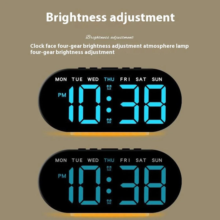 GH9003 Multifunctional LED Digital Clock Temperature Display Ambient Light Bedside Clock - White Shell / Blue Display - 7