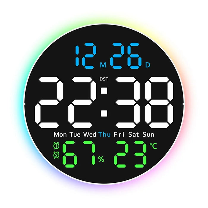 6672 Multifunctional Wall Clock Night Light Temperature Humidity Display Silent Electronic Clock - Three Color - 1