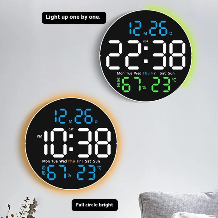 6672 Multifunctional Wall Clock Night Light Temperature Humidity Display Silent Electronic Clock - Three Color - 3