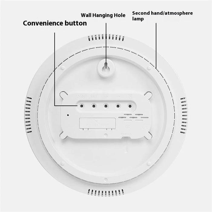 6672 Multifunctional Wall Clock Night Light Temperature Humidity Display Silent Electronic Clock - Three Color - 7