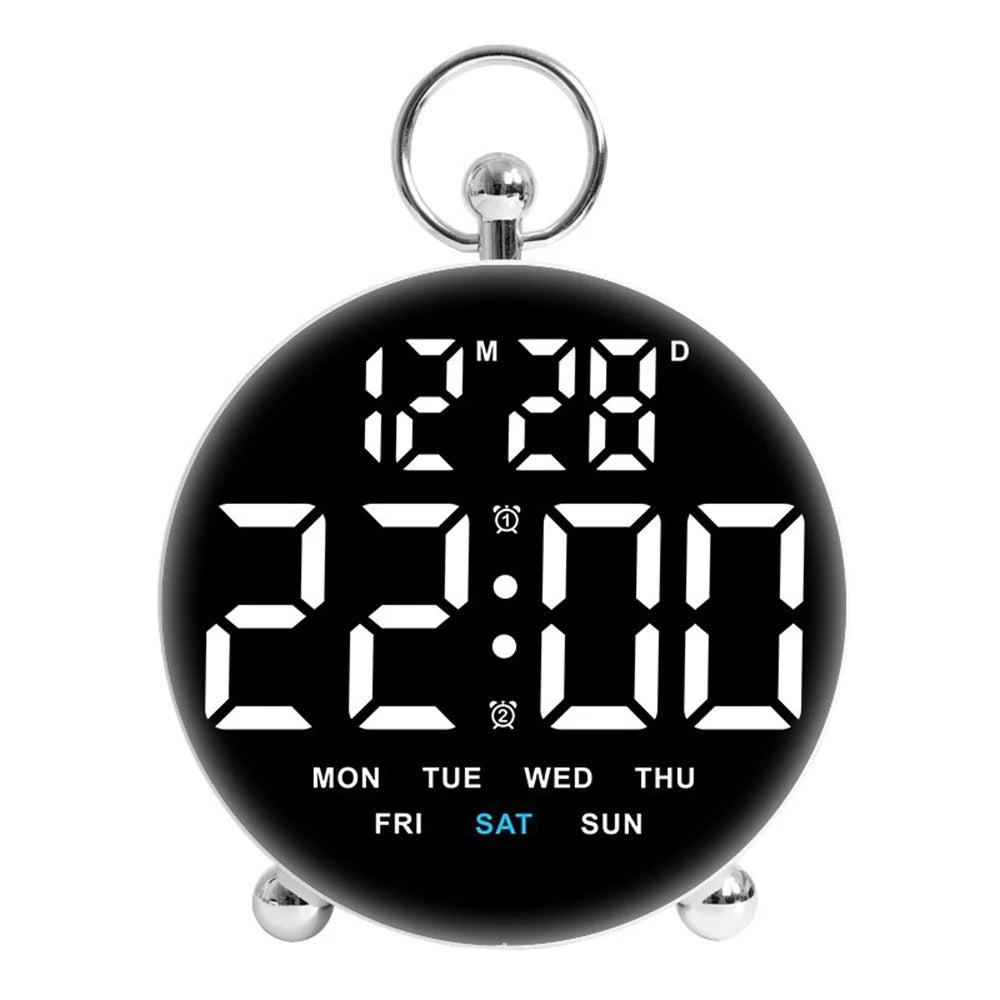 8029 LED Digital Alarm Clock Multi Function Students Electronic Desk Clock with Large Display - White - 1