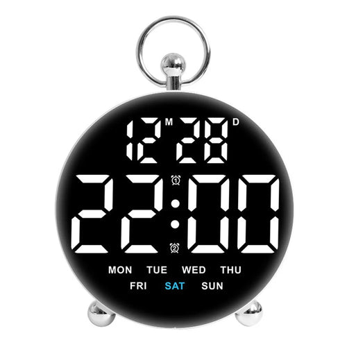 8029 LED Digital Alarm Clock Multi Function Students Electronic Desk Clock with Large Display - White - 1