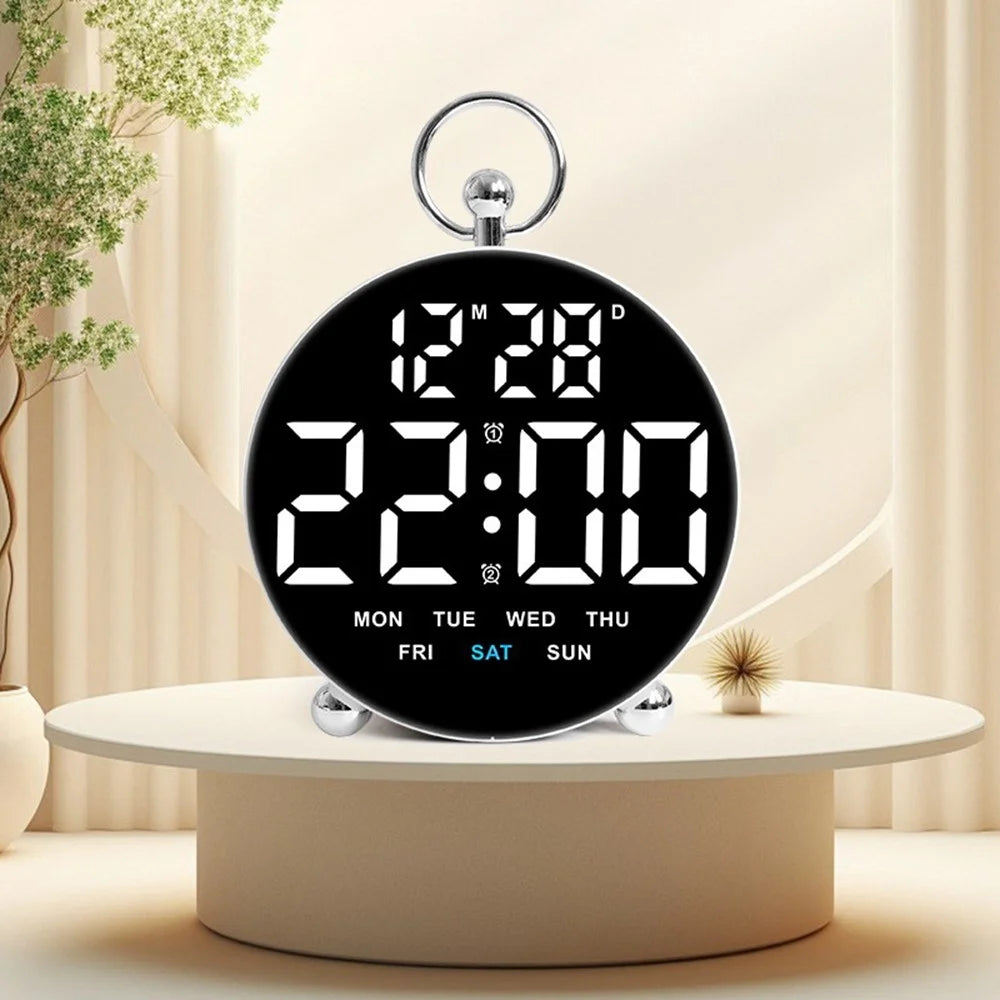 8029 LED Digital Alarm Clock Multi Function Students Electronic Desk Clock with Large Display - White - 2