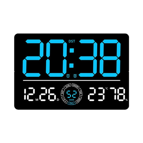 6667 LED Digital Wall Clock Living Room Modern Minimalist Electronic Clock with Temperature / Humidity Display - Blue - 1