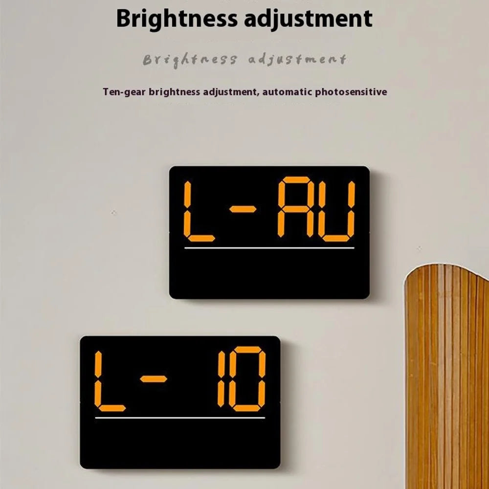 6667 LED Digital Wall Clock Living Room Modern Minimalist Electronic Clock with Temperature / Humidity Display - Blue - 5