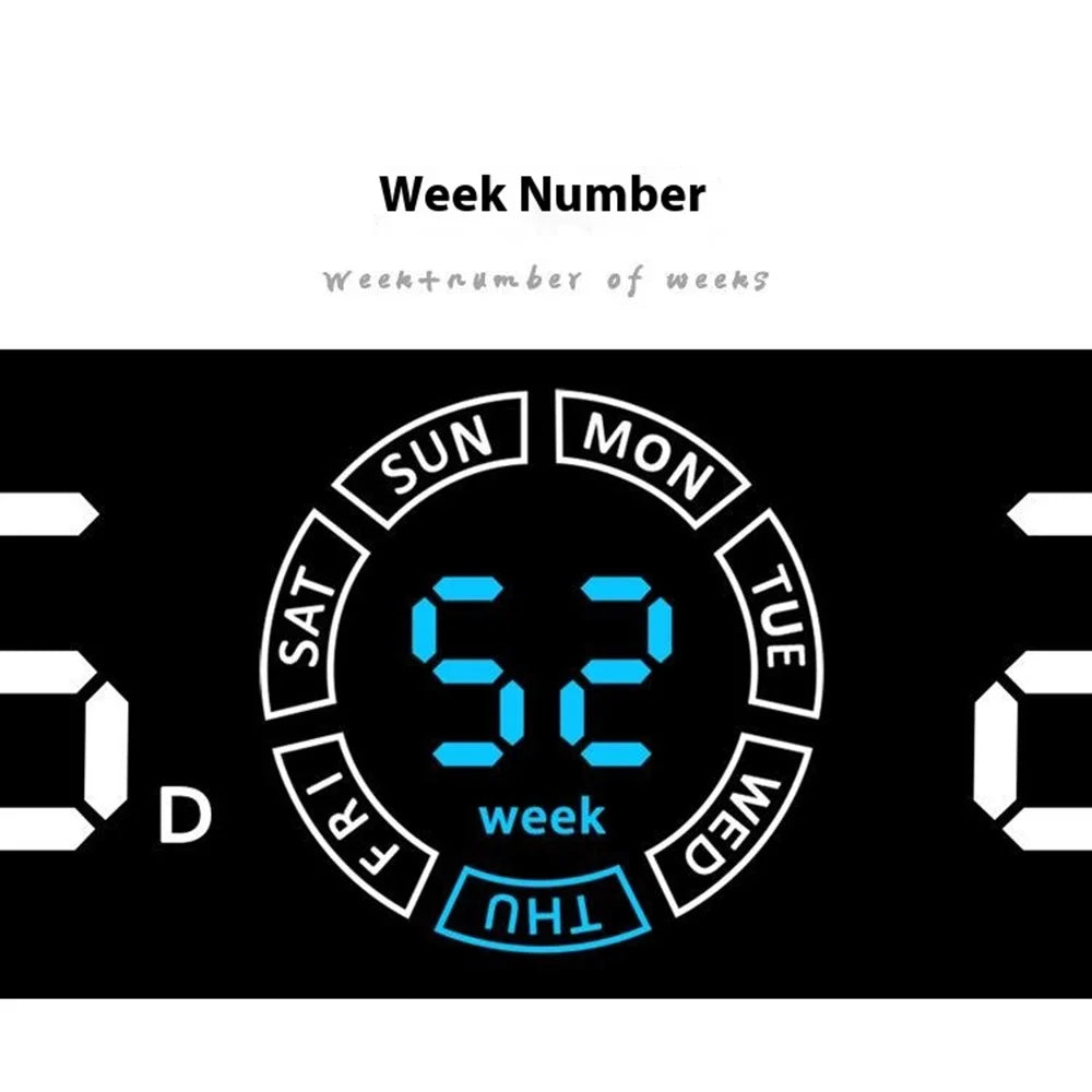 6667 LED Digital Wall Clock Living Room Modern Minimalist Electronic Clock with Temperature / Humidity Display - Blue - 7