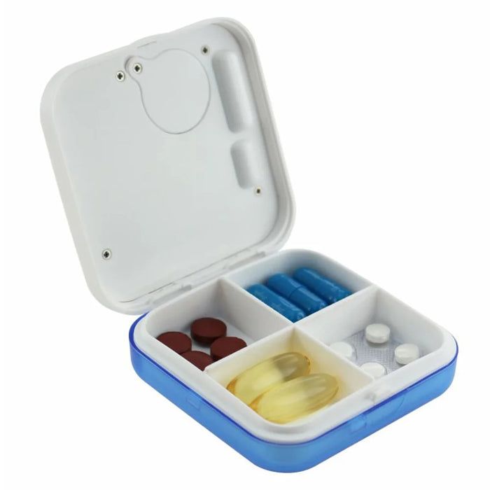CR-210 Smart Pill Organizer 7-Day Medicine Dispenser 4 Compartments Portable Health Supplement Container (BPA Free, No FDA) - Blue - 2