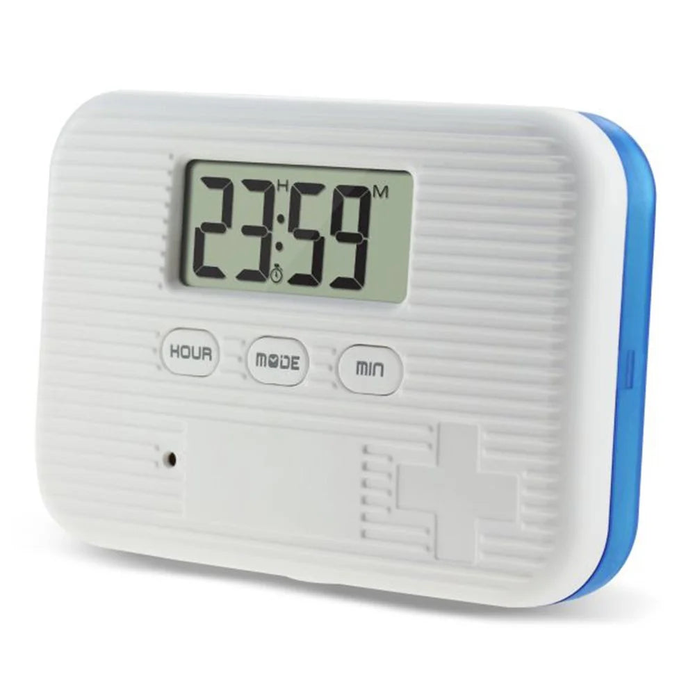 CR-211 Smart Pill Organizer Timer Reminder 6-Compartment Medication Box 7-Day Travel Health Supplement Container (BPA Free, No FDA) - Blue - 1