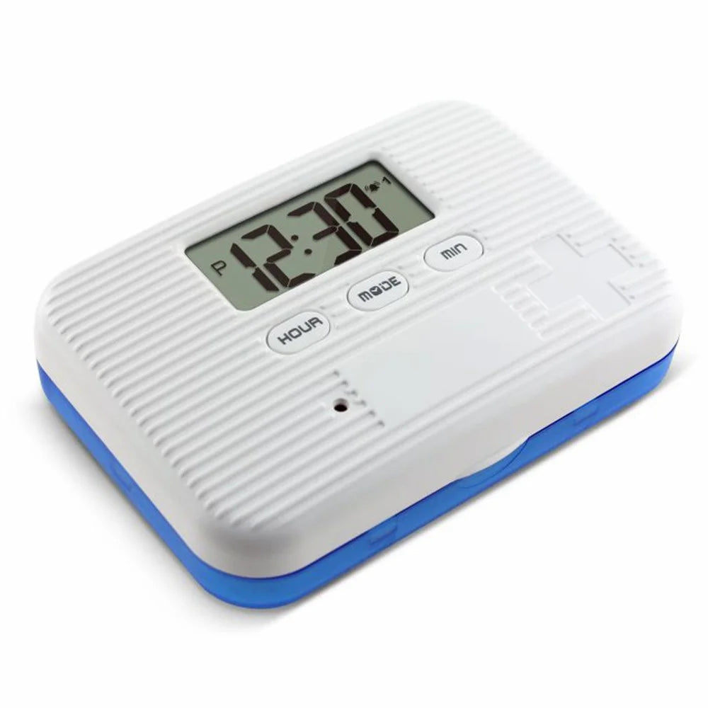 CR-211 Smart Pill Organizer Timer Reminder 6-Compartment Medication Box 7-Day Travel Health Supplement Container (BPA Free, No FDA) - Blue - 2