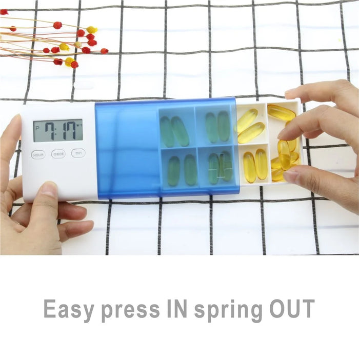 CR-250 Smart Pill Organizer Electronic Timer 7-Compartment Portable Travel Medication Box for Daily Use (BPA Free, No FDA) - Blue - 6