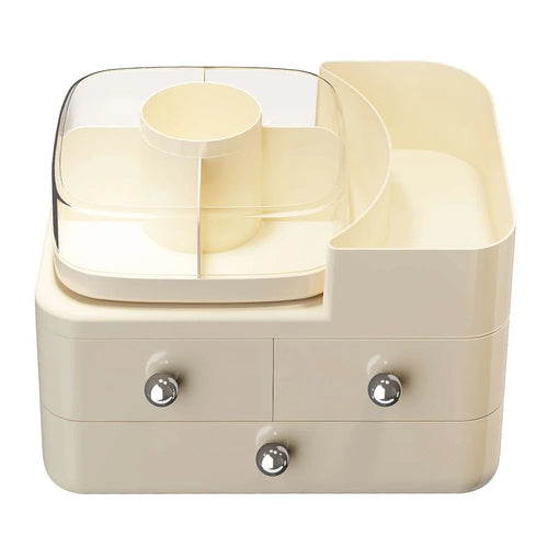 Rotating Makeup Organizer with Drawers Desktop Cosmetic Storage Box Lipstick Mask Holder - 1