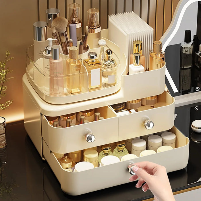 Rotating Makeup Organizer with Drawers Desktop Cosmetic Storage Box Lipstick Mask Holder - 4