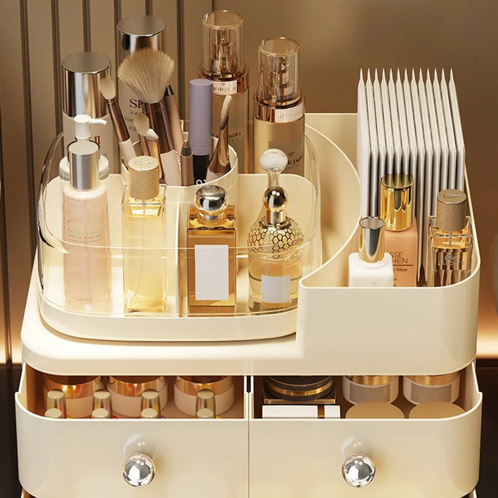 Rotating Makeup Organizer with Drawers Desktop Cosmetic Storage Box Lipstick Mask Holder - 6