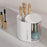Rotating Makeup Organizer 2 Tier For Puff Sponge Lipstick Brush Storage Box with Dustproof Cover - White - 2