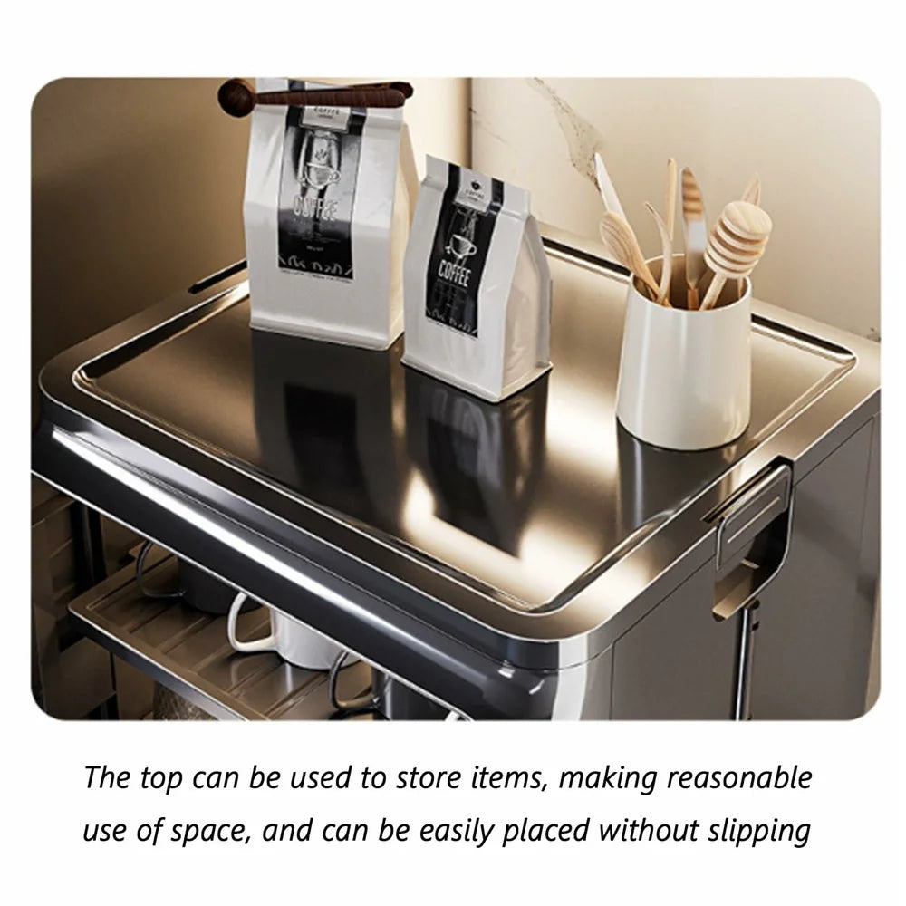 2-Tier Dust-Proof Cup Storage Cabinet Tea Coffee Drinkware Countertop Mug Organizer - Beige - 4