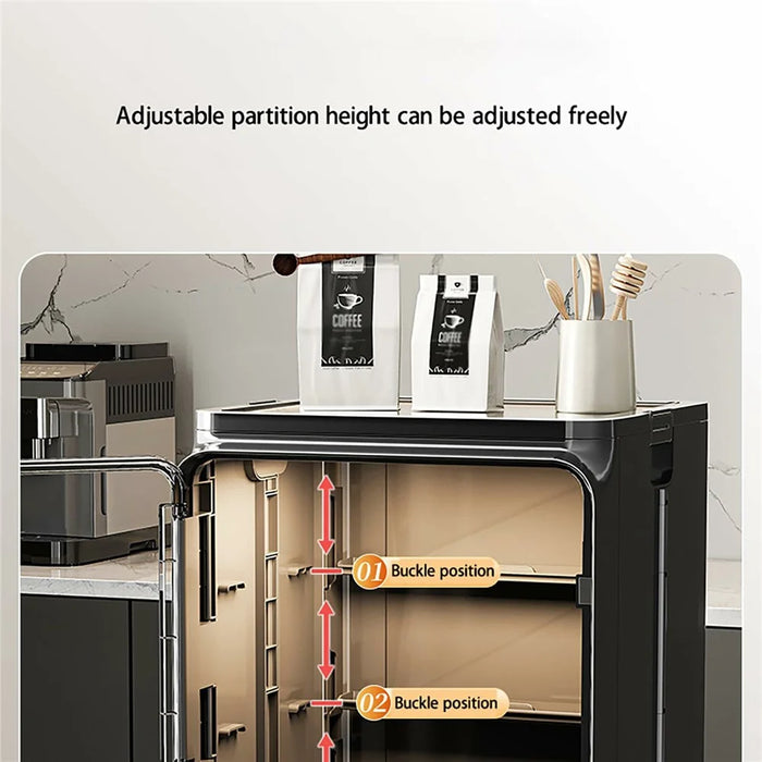 4-Tier Dust-Proof Cup Storage Cabinet Tea Coffee Drinkware Countertop Mug Organizer - Black - 4