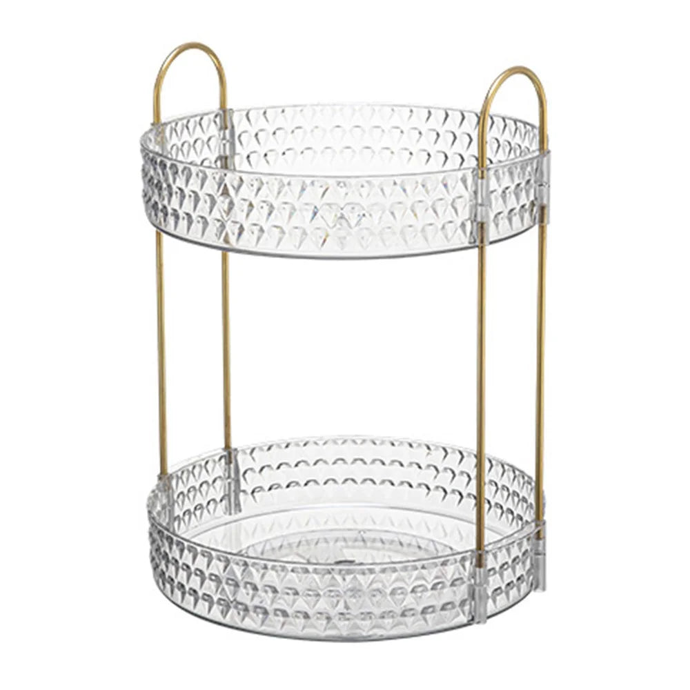 Rotating 2-Tier Vanity Makeup Organizer Cosmetics Skincare Perfume Lipstick Storage Rack - 1