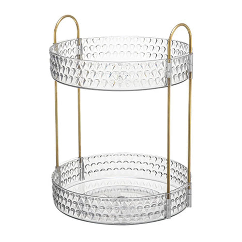 Rotating 2-Tier Vanity Makeup Organizer Cosmetics Skincare Perfume Lipstick Storage Rack - 1