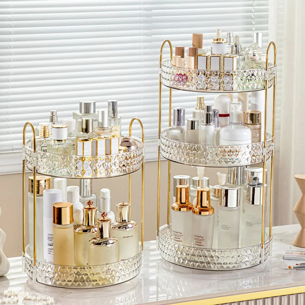 Rotating 2-Tier Vanity Makeup Organizer Cosmetics Skincare Perfume Lipstick Storage Rack - 5
