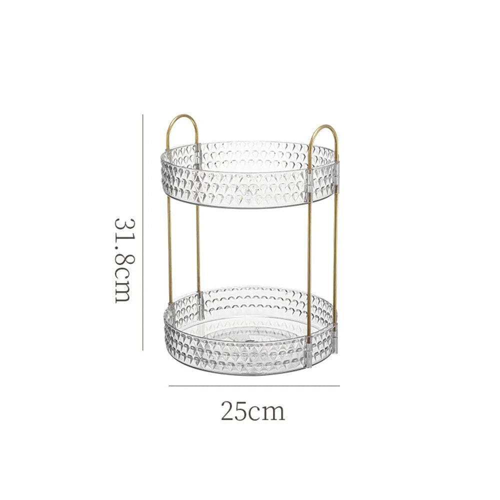 Rotating 2-Tier Vanity Makeup Organizer Cosmetics Skincare Perfume Lipstick Storage Rack - 6