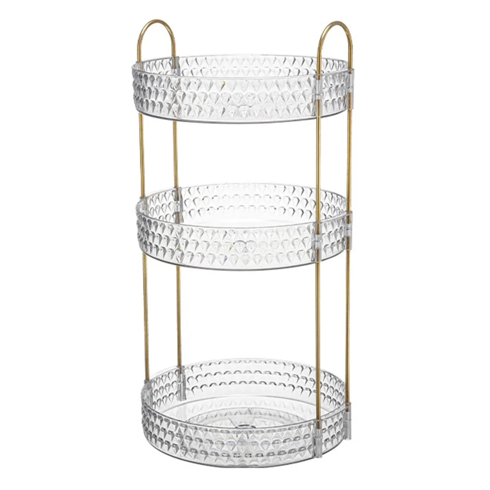 Rotating 3-Tier Vanity Makeup Organizer Cosmetics Skincare Perfume Lipstick Storage Rack - 1