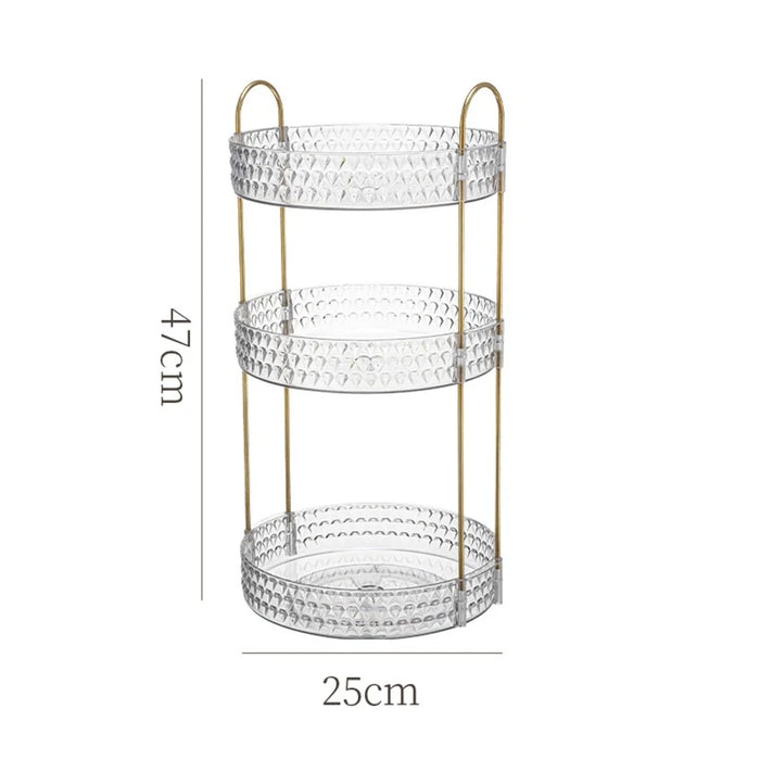 Rotating 3-Tier Vanity Makeup Organizer Cosmetics Skincare Perfume Lipstick Storage Rack - 4