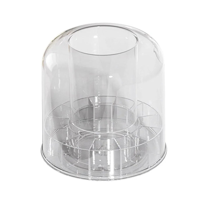 Rotating Makeup Organizer Brushes Lipsticks Cosmetics Clear PET Storage Container with Removable Base - Transparent - 2